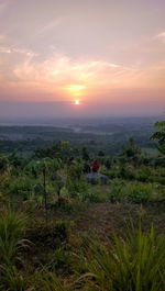 Scenic view of landscape against sky during sunset