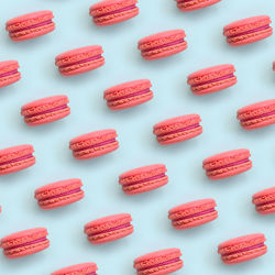 High angle view of macaroons on table