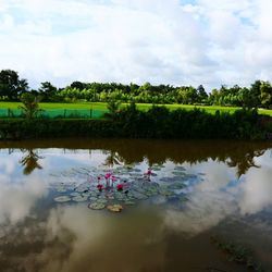 Scenic view of lake against sky