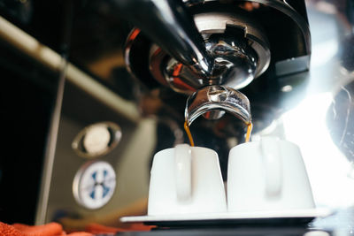 Close-up of coffee served in cafe