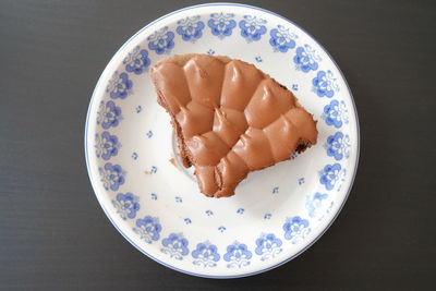 High angle view of breakfast in plate on table