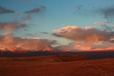 The sunset over the volcanic mountains of death valley, san pedro de atacama