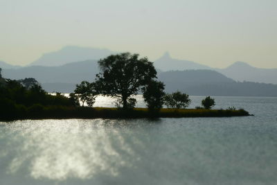 Scenic view of lake against clear sky