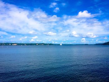 Scenic view of sea against cloudy sky