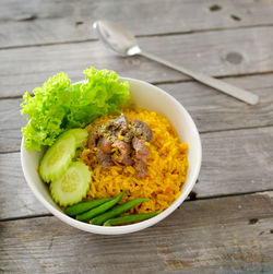 Close-up of food in bowl on table