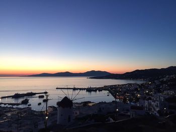 View of calm sea at sunset