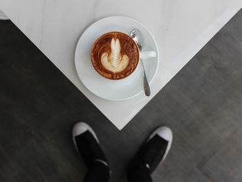 High angle view of coffee cup