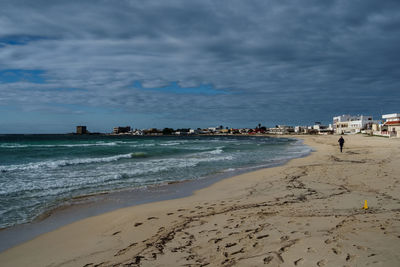 Scenic view of beach against sky