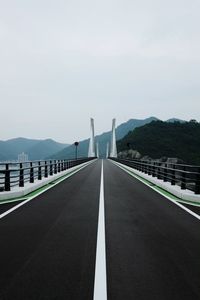 Empty road leading towards mountains