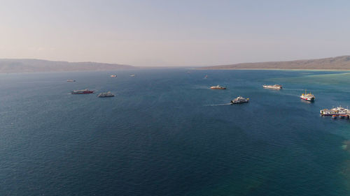 High angle view of sea against sky