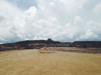 Scenic view of landscape against cloudy sky