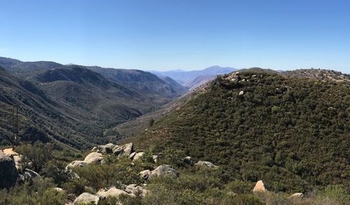 Scenic view of mountains against clear sky