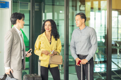 Business colleagues working in city