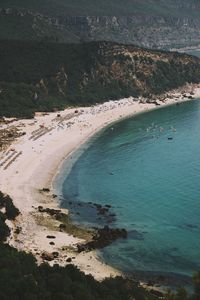 High angle view of bay on shore