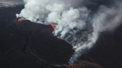 Aerial view of mountain against sky