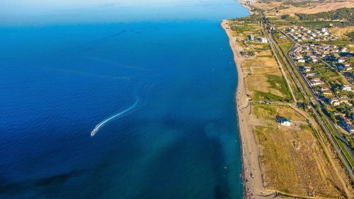 High angle view of coastline on beach