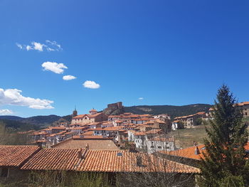 High angle view of townscape against sky