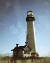 Low angle view of lighthouse against clear sky