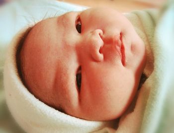 Close-up portrait of cute baby girl