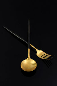 Golden spoon and fork isolated 