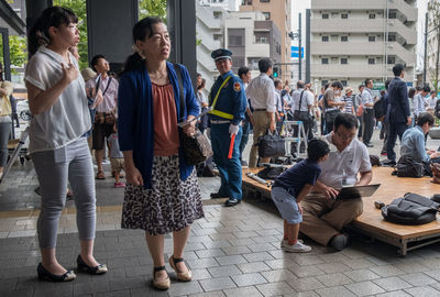 People standing in city