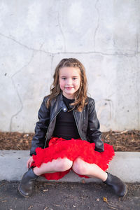 Portrait of cute girl smiling