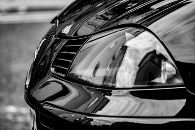 Close-up of vintage car on side-view mirror