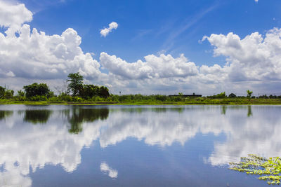 Scenic view of lake against sky