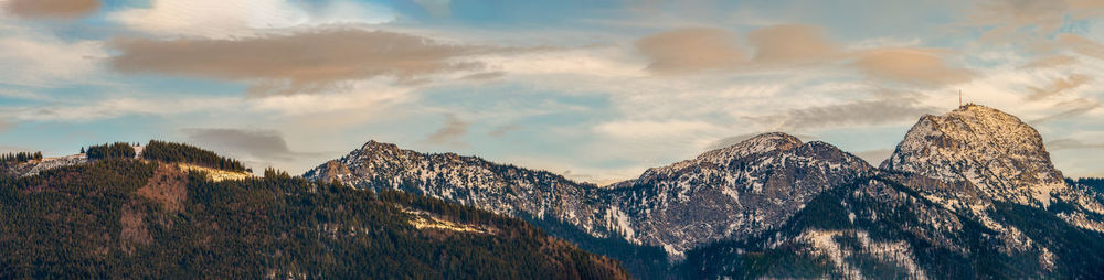 Panoramic view of snowcapped mountains against sky