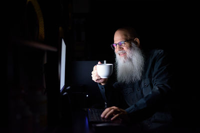 Man drinking coffee cup