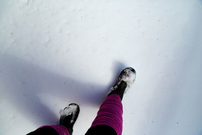 Low section of woman on snow