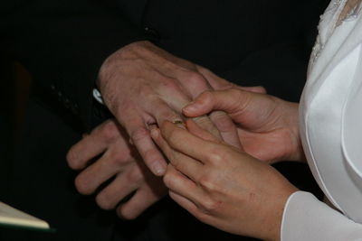 Close-up of couple hands