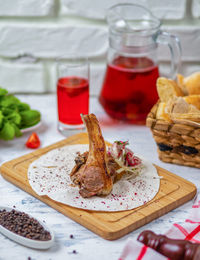 Close-up of food on table