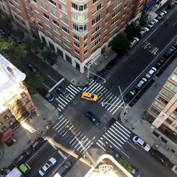 High angle view of cars on city street