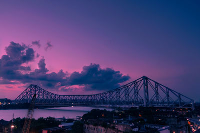 View of bridge against cloudy sky at sunset