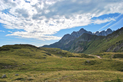 Scenic view of mountains against sky