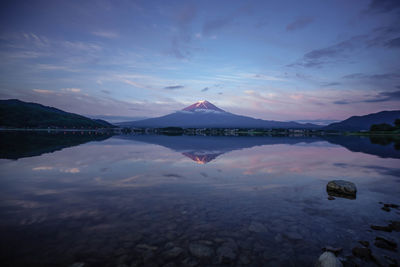 Scenic view of lake against sky