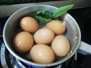 High angle view of vegetables in container