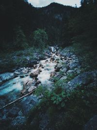 River flowing through rocks in forest