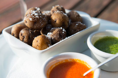 Directly above shot of canarian wrinkly potatoes