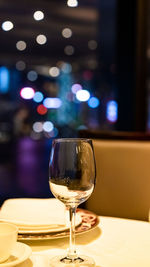 Close-up of wine glass on table in restaurant