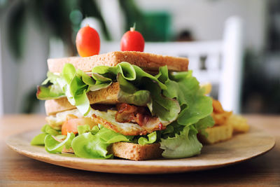 Close-up of salad in plate on table