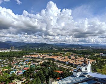 High angle view of townscape against sky