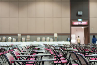 Close-up of empty seats in row