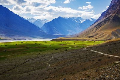 Scenic view of mountains against sky