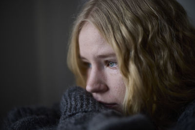 Close-up of pensive teenage girl