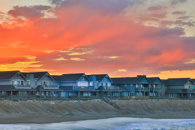 Built structure at sunset