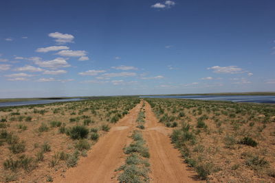 Scenic view of land against sky