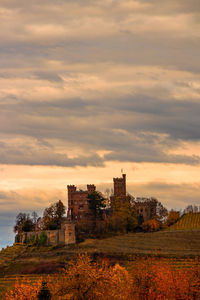 Buildings against sky during sunset