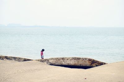 Rear view of man standing on beach